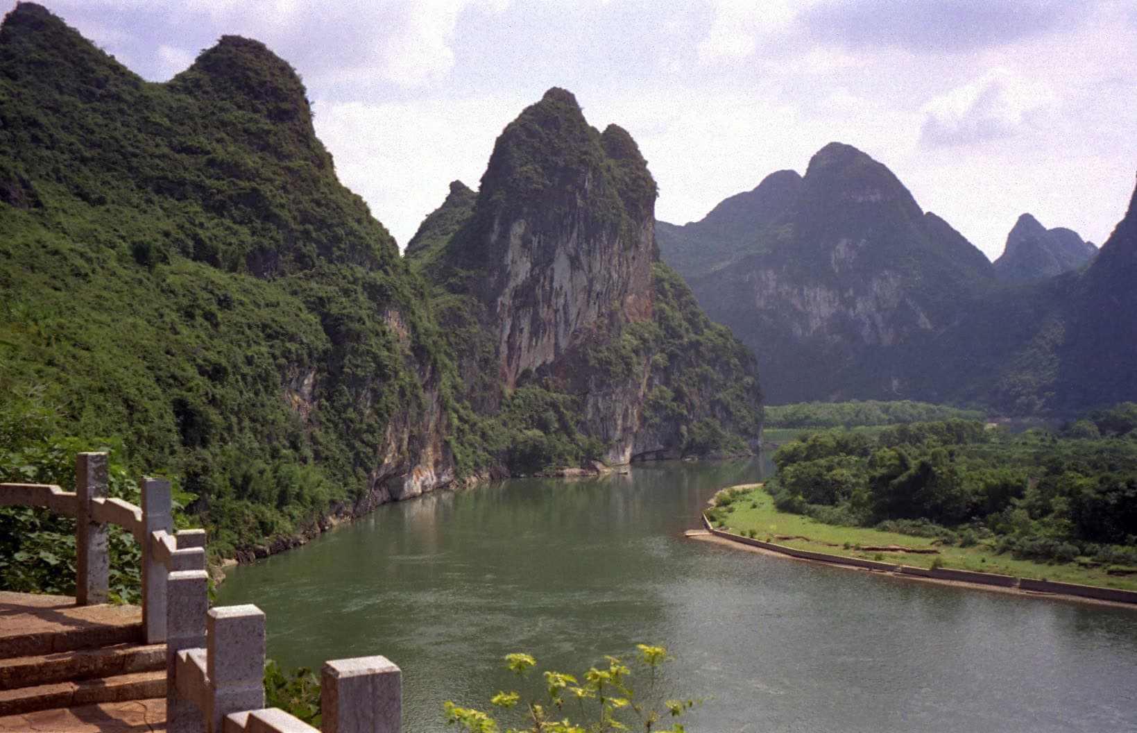Karst hills along the Li River at Guilin.