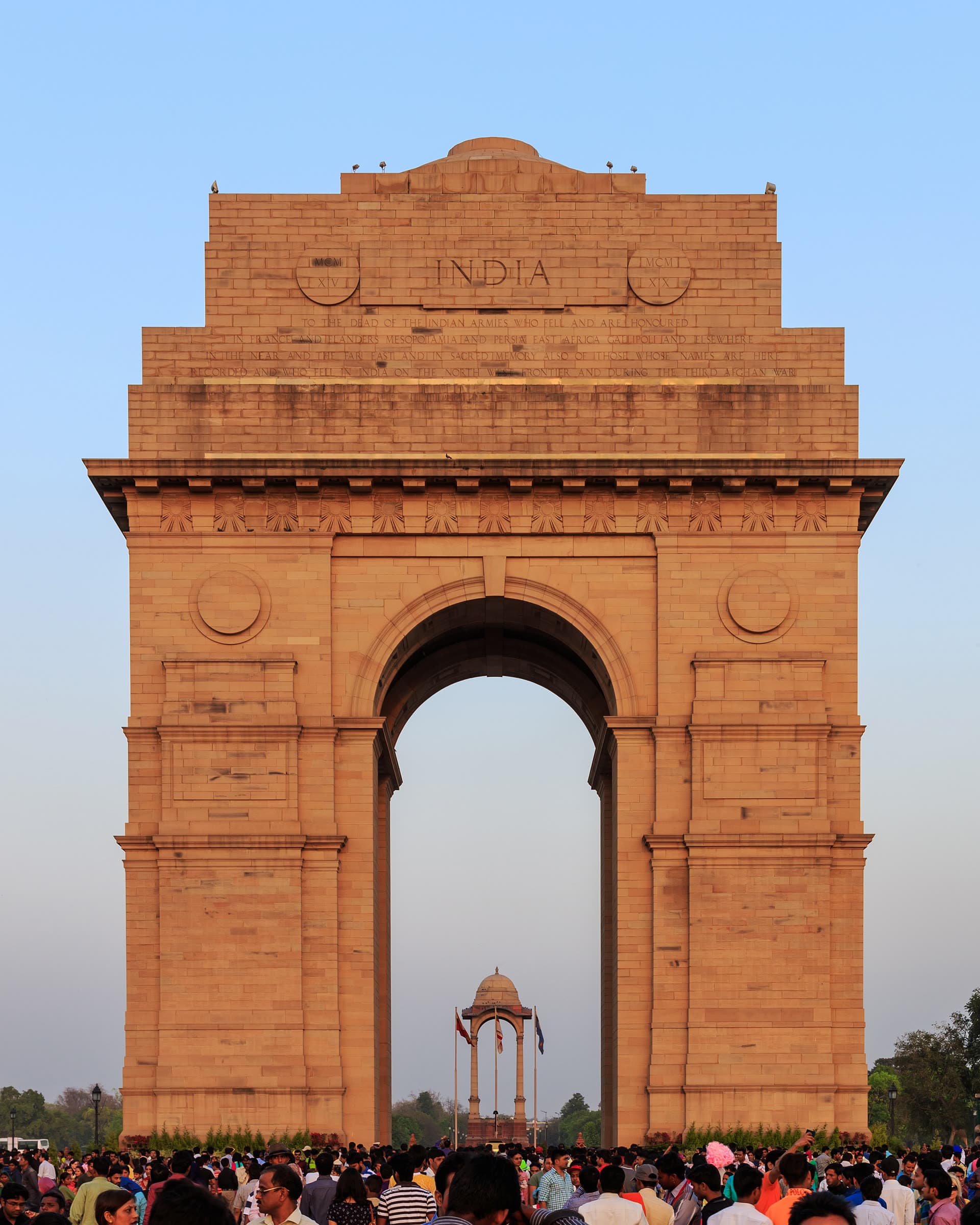 India Gate in New Delhi, a sandstone memorial arch.
